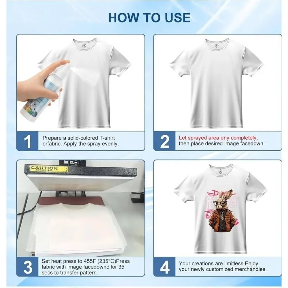 200 ML Sublimation Spray for Cotton Shirts, Sublimation Coating Spray Apply All